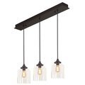 Afx William 3 Light Linear Pendant, Medium Base 120V, Black WMMP08MBBKLNR3